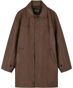 [FLARE] Winter 21 Vegan Leather Balmacaan Half Coat - Brown (FL-030) Best Sellers