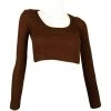 Best Sellers [CODE SHION] Winter 21 Crop U-neck Top [brown]