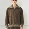 [LECYTO] Winter 21 ZIP-UP COLLAR WOOL TURTLE NECK KNIT_[BROWN] Best Sellers