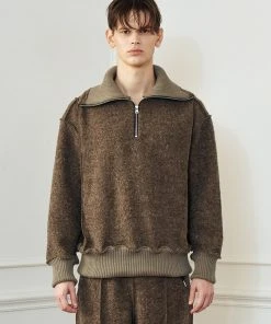 [LECYTO] Winter 21 ZIP-UP COLLAR WOOL TURTLE NECK KNIT_[BROWN] Best Sellers