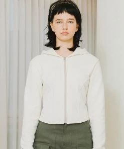 [13MONTH] FW 21 CROPPED HOODIE ZIP UP JACKET (IVORY) Best Sellers