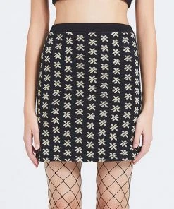 [CRANK] Winter 21 FLOWER KNIT SKIRT_BK Best Sellers