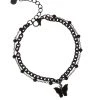 [STEEL EDITION] Seasonless All Black Butterfly Layered Bracelet Black_19/20cm