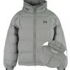 [OY] FW 21 SQUARE BLOCK HOODIE DOWN JUMPER-GREY Best Sellers