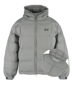 [OY] FW 21 SQUARE BLOCK HOODIE DOWN JUMPER-GREY Best Sellers