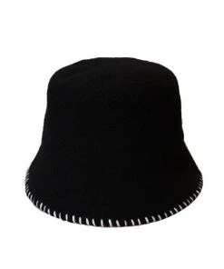 SLEEPYS SLIP [SLEEPY SLIP] Seasonless STITCH WOOL BLACK BUCKET HAT