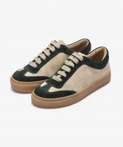 [BENSIMON] Seasonless BASKETS GOLDEN SUEDE - ECRU & VERT Best Sellers