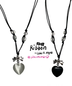 [PINCUNOMARU] Seasonless Ribbon -black Rope BLACK