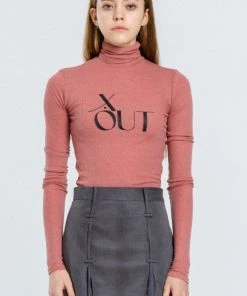 [OUTXO] Winter 21 Wool Logo Highneck Pink