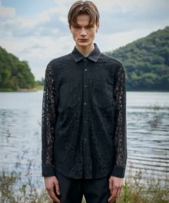 [FLAREUP] Winter 21 Tulle Lace Shirts - Black (FU-184)