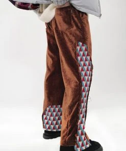 YOUTH BATH [YOUTHBATH] FW 21 BANDING CHECK VELVET PANTS_RED BRWON