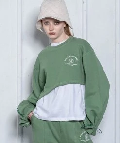 UNORMAL Best Sellers [UNUSUALNORMAL] FW 21 POINT SWEAT SHIRT _ MINT KHAKI
