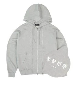 [OY] FW 21 BULLET LOGO DOUBLE HOODIE ZIP-GREY