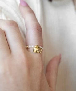 Best Sellers [LOMBRILLANT] Seasonless Double Heart True Pearl Ring