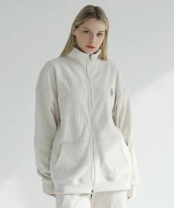 Best Sellers [SEARCH410] Winter 21 Velvet Corduroy Anorak Zip-Up Ivory