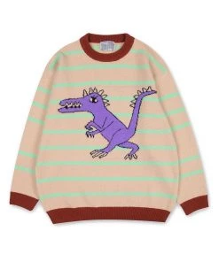YOUTH BATH [YOUTHBATH] FW 21 DINOSAUR STRIPE KNIT WEAR_BEIGE