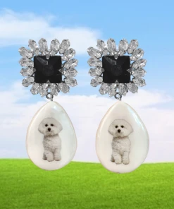 [HURJABOYACC] Seasonless Bichon Earrings _ Pet Series_Black Earrings