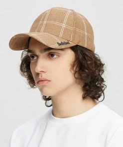 BADINBAD [BAD IN BAD] Seasonless PLAIN LOGO CHECK CAP_BROWN