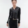 Best Sellers [GIMMETHEYOUNG] FW 21 KNIT MIX LEATHER ZIP-UP / BLACK