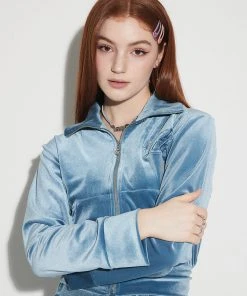 [LUV IS TRUE] Winter 21 VELVET ZIP UP(BLUE) Best Sellers