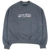 [AJO BY AJO] FW 21 Embroidered (21) Slogan Sweatshirt [Steel Blue]