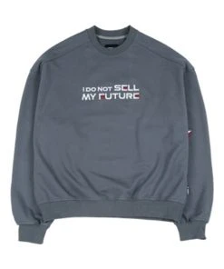 [AJO BY AJO] FW 21 Embroidered (21) Slogan Sweatshirt [Steel Blue]