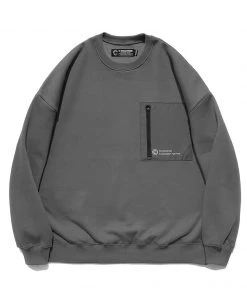[C ROUTINE] FW 21 C ROGO CHEST ZIP POCKET CREWNECK-GRAY Best Sellers