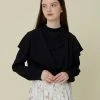 Best Sellers [GOCORI] FW 21 LAYERED DRAPING BLOUSE - BLACK