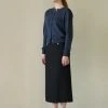 [STEP AROUND] FW 21 TWEED FRINGE "A" LINE LONG SKIRT [BLACK]