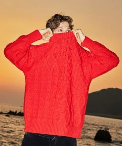 [FILOBISKNOT] FW 21 Mixed Cable Knit_RED Best Sellers