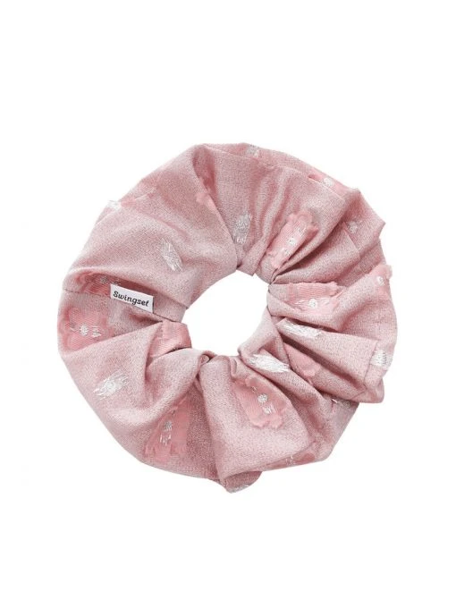 [SWINGSET] Seasonless Flower Jacquard Hair Chouchou (Pink)