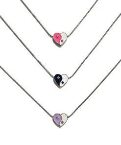 [OD2U] Seasonless YIN YANG MINI HEART NECKLACE_SURGICAL STEEL CHAIN_BLACK