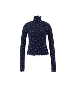 Best Sellers [MINJIENA] Winter 21 Navy Smile Turtle Neck Shirts