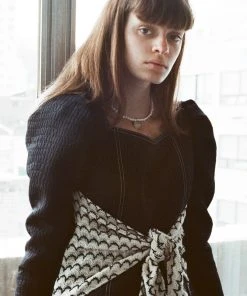 Best Sellers [MERENS] FW 21 Puff Sleeve Tie Long Dress