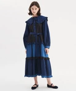 [OPENING SUNSHINE] FW 21 COLOR CONTRAST DENIM DRESS
