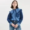 [OPENING SUNSHINE] FW 21 COLOR CONTRAST DENIM BLOUSE
