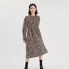[OPENING SUNSHINE] FW 21 LEOPARD SHIRRING DRESS PINK Best Sellers