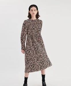[OPENING SUNSHINE] FW 21 LEOPARD SHIRRING DRESS PINK Best Sellers