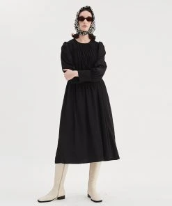 [OPENING SUNSHINE] FW 21 BLACK SHIRRING DRESS