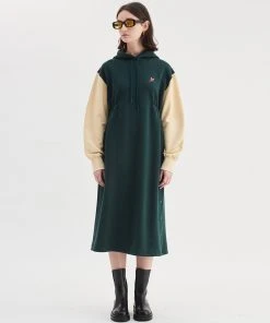 [OPENING SUNSHINE] FW 21 HOODED SIDE SLIT DRESS GREEN Best Sellers