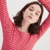[OPENING SUNSHINE] FW 21 CHECKER SQUARE NECK TOP RED