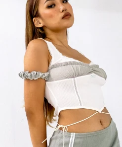 Best Sellers [GANGYOUNG] FW 21 Scrunch Top Olive White