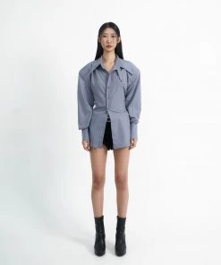 [ARTS DE BASE] Winter 21 Power Shoulder Shirt (Gray Blue) Best Sellers